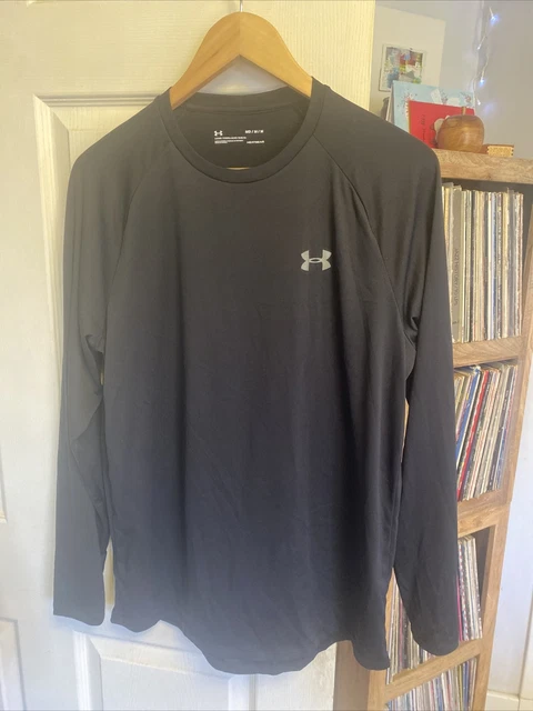 T-shirt allenamento Under Armour Heatgear uomo nera manica lunga palestra sciolta media