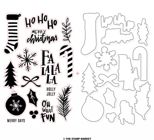 Neu! The Stamp Market MERRY DAYS Stempel & Stanze Set BÜNDEL Weihnachten