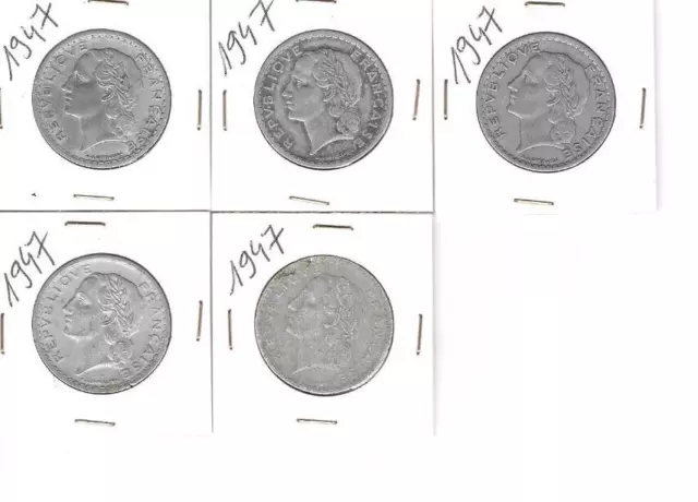 lot pièces de monnaies française 5 francs année 1947