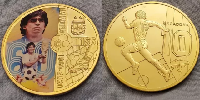 Diego Maradona Gold Coin World Cup Euro 2024 Napoli Boca Juniors Autograph Old 3