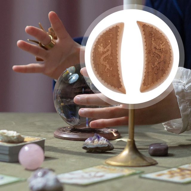 Tazza di bambù mogano tavola metafisica strumento divinatorio mezzaluna