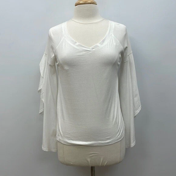 NWOT Robert Rodriguez Open Angel Wing Sleeve V-Neck Shirt Whimsical White XS