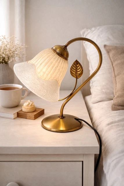 Lampe De Table Vintage Habitat – Verre Bleu – Années 90 – Éclairage Décoratif