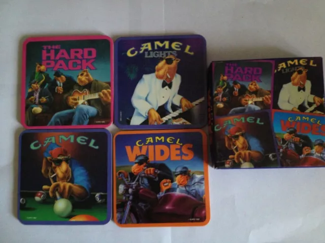 Smokin' Joe Camel Cigarettes Set Of 4 Coasters & Box 1992, RJRTC