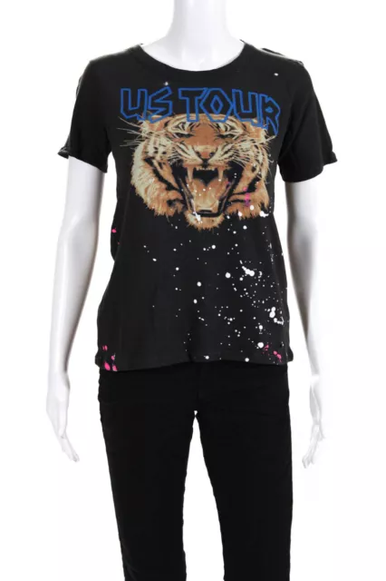 Chaser Womens Gauzy Cotton Tee Tiger Vintage Black Size Extra Small