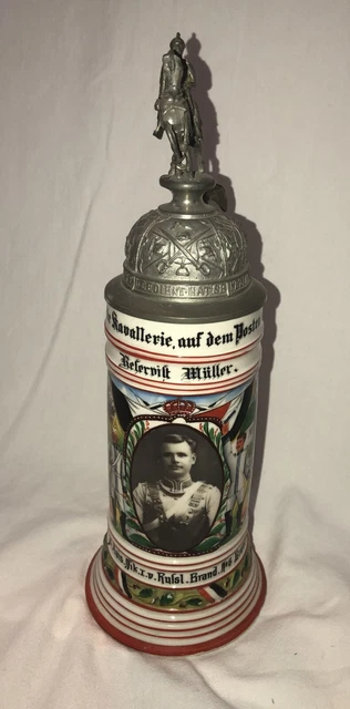 Antique German Regimental Stein, Miiller 1910-1913 Brandenburg Lithopane Antique German Regimental Stein, Miiller 1910-1913 Brandenburg Lithopane