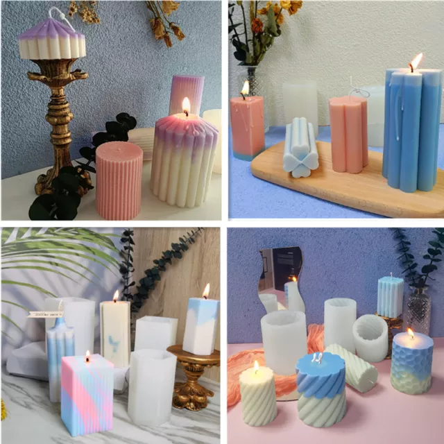 3D Candle Molds Pillar Silicone Soap Mold Flower DIY Handmade Craft Wax  Moulds