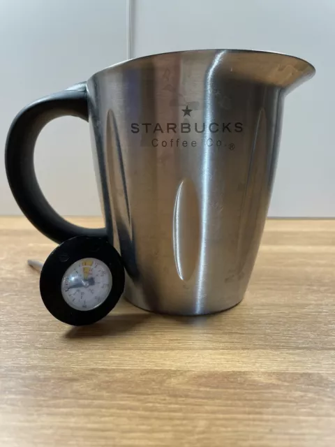 STARBUCKS Barista Milk Steam Frothing 3 pc. PITCHER, THERMOMETER & ESPRESSO  CUP