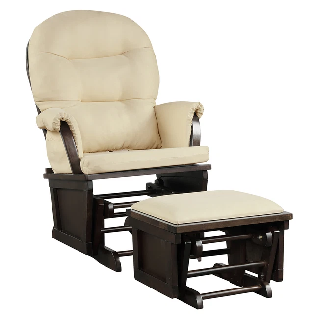 Costway Baby Nursery Relax  Rocker Rocking Chair Glider &Ottoman Set w/Cushion