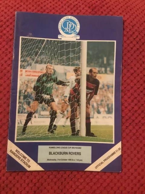 Qpr Queens Park Rangers V Blackburn Rovers 31 Oct 90 Rumbelows Cup Programme