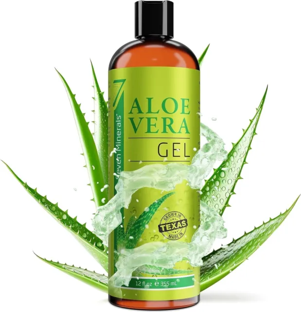 Gel d'Aloe Vera Bio avec Aloe 100% Pur et Frais -  355 ml visage peau cheveux