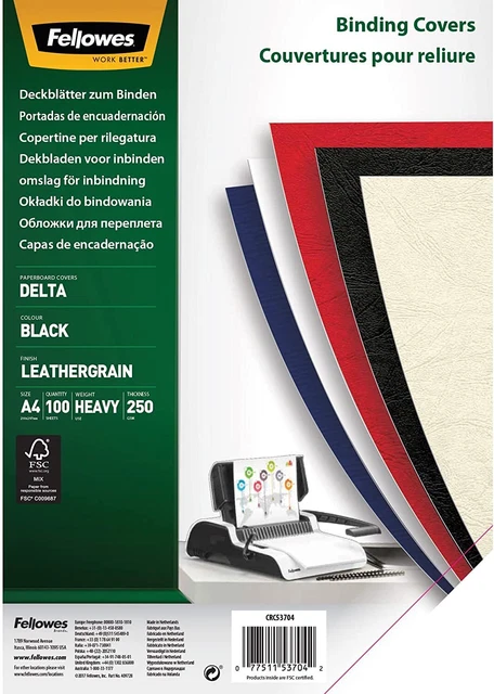 253669 Fellowes Delta A4 Papel Negro 100 pieza(s)