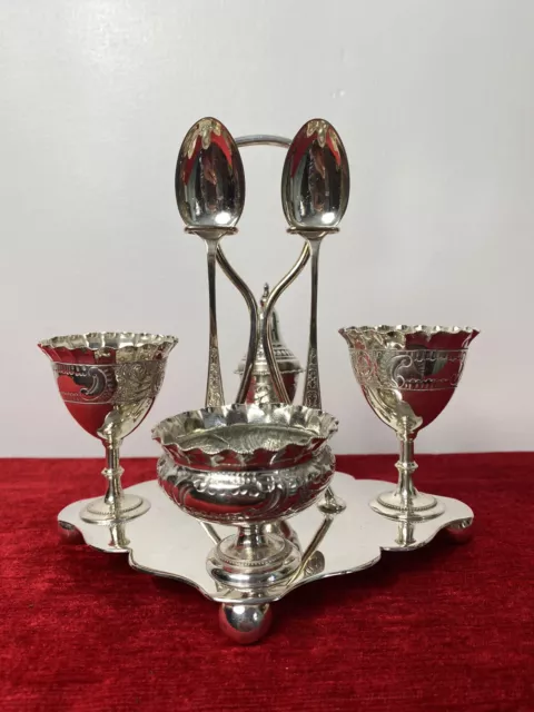 Antique Elegant Egg Cruet Breakfast Set In Christopher Dresser Style 2