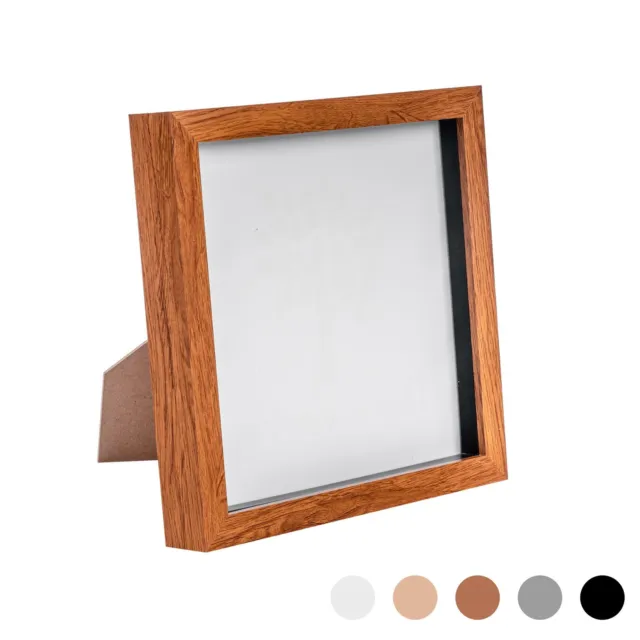 Box Picture Frame Deep 3D Photo Display 4x4 Inch Standing Hanging Dark Wood