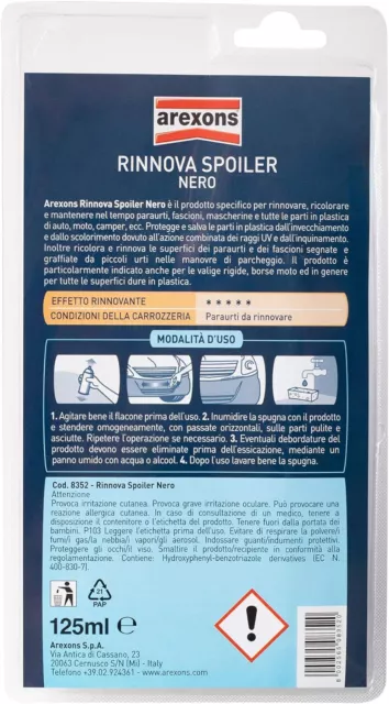 Arexons Rinnova Spoiler Nero, 125 Ml Rinnova Plastiche Carrozzeria Auto, Moto 2