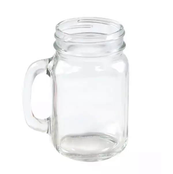 Glass Drinking Jar With Handle, 450ml Summer Jam Jars Cocktail Iced Coffee Mug