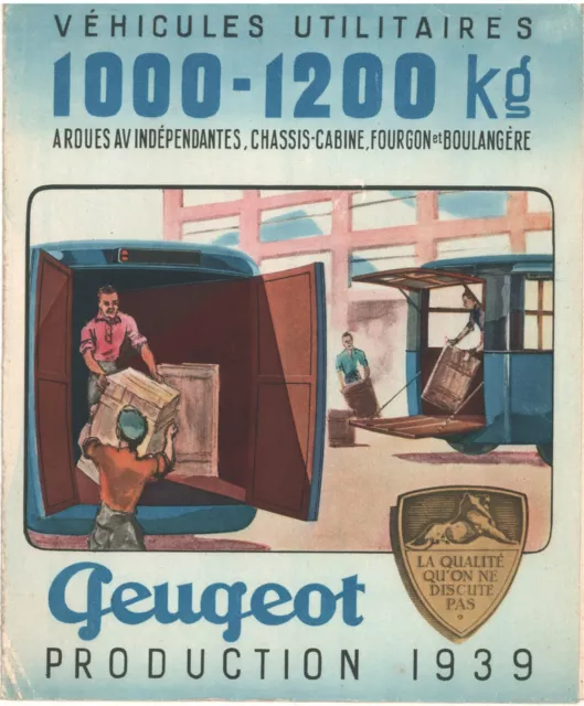 Catalogue prospekt brochure Peugeot gamme utilitaires 402 1939 FR