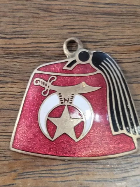 Vintage Enameled Shriner Knights Templar Masonic Freemason Pendant Golden Tone