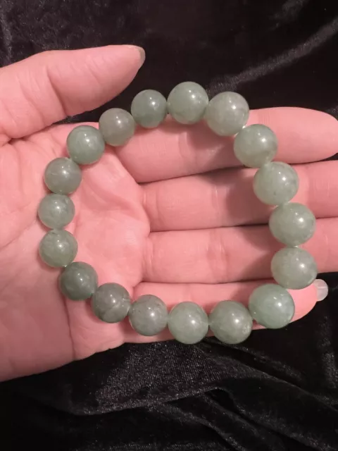 Vintage Natural Untreated Jade Jadeite Gorgeous Green Gemstones Bead Bracelet