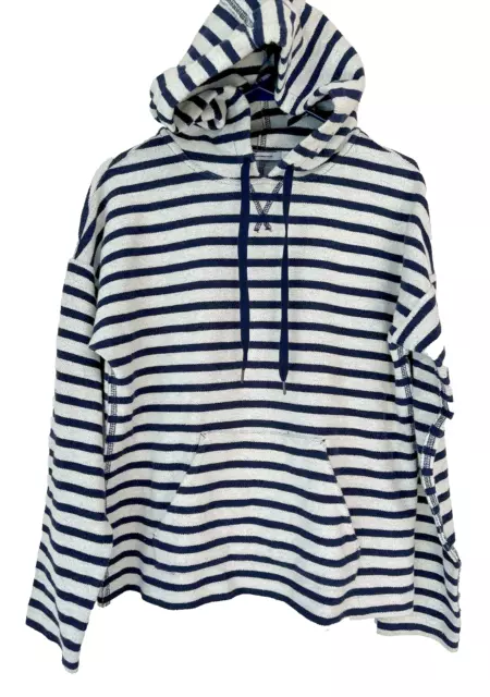 T Alexander Wang French Terry Hoodie Navy Stripe Nautical Womens XS sweater NICE