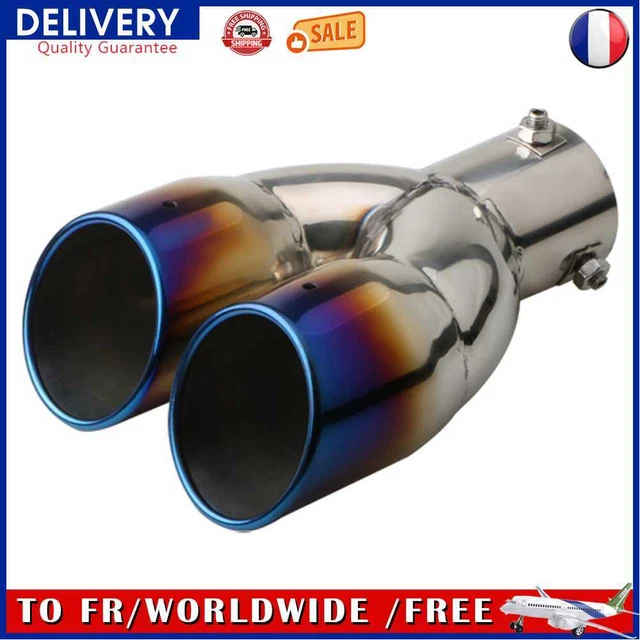 Car Dual Exhaust Tip Rolled Edge Slant Cut 2.5 inch Inlet (Burnt Blue)