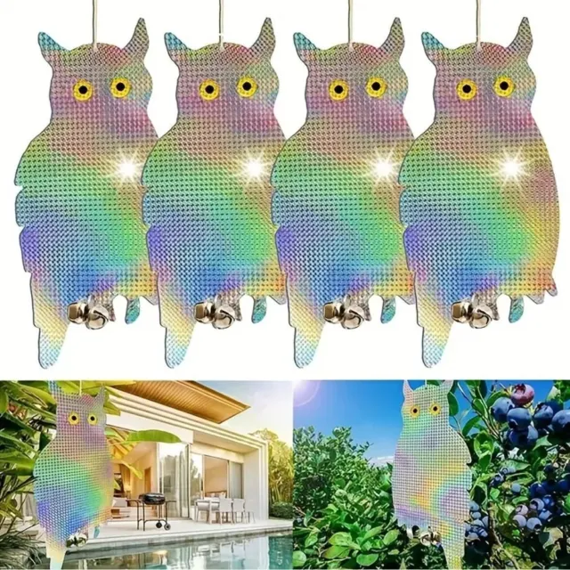 Owl Shape Discs Reflective Bird Pigeon Repellent Scarer Decoy Deterrent Garden