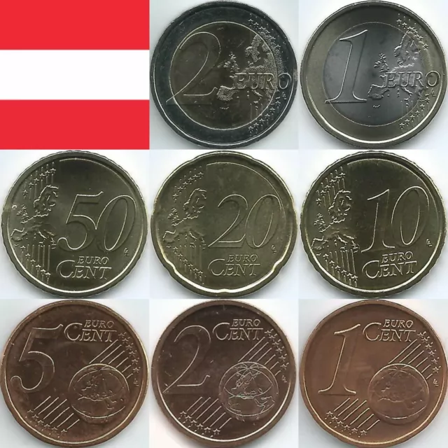 Österreich Euromünzen von 2002 bis 2024, unzirkuliert/bankfrisch