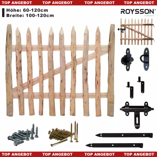 Gartentor Zauntor Tor Pforte für Staketenzaun Tür aus Holz Höhe 60-120 cm