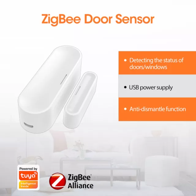 Sensor de puerta inteligente Tuya APP alimentado por USB ZigBee sensor de ventana para oficina en casa
