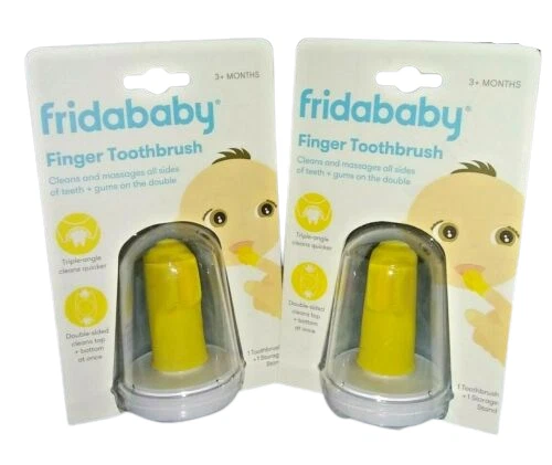 Fridababy Finger Toothbrush Double Sided W/ Case-Storage Stand x2
