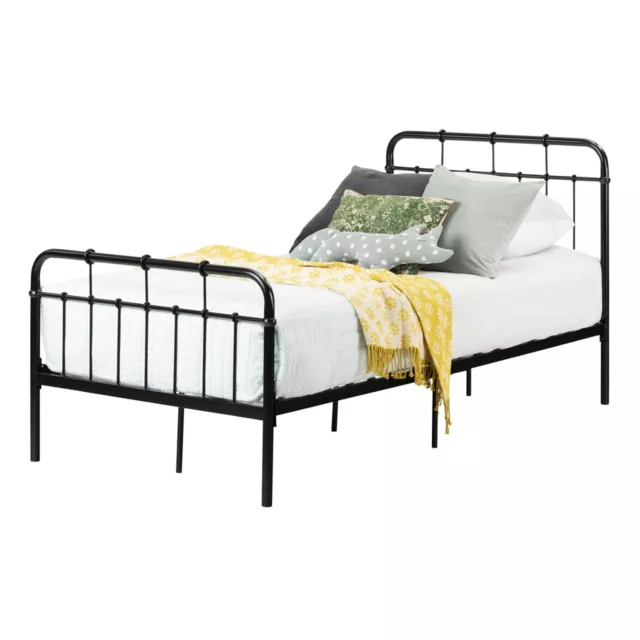 South Shore Cotton Candy Metal Platform Bed with Headboard and Footboard