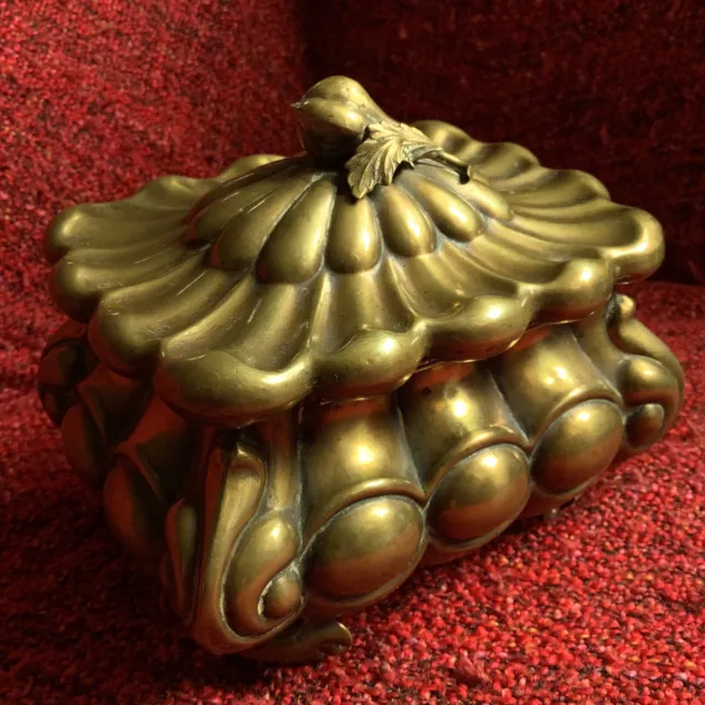 Antique Baroque Rococo Fig Fruit Figure Statue Ormolu Bronze Jewelry Trinket Box