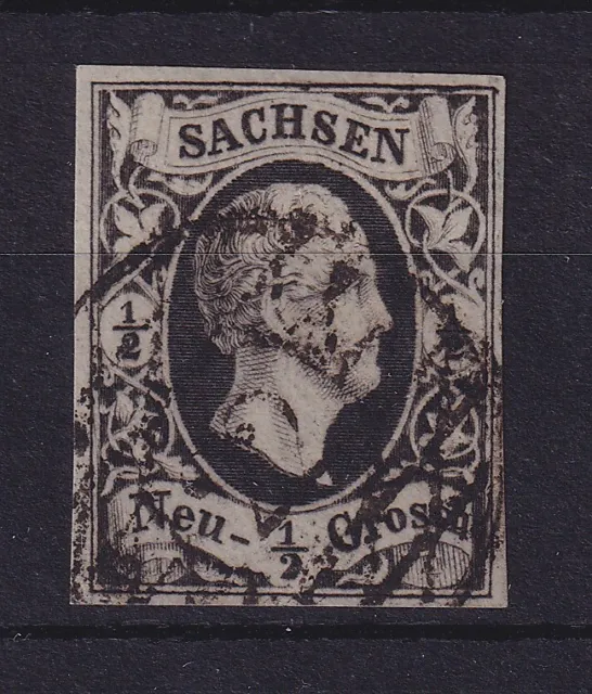 Sachsen Friedrich August II. 1/2 Ngr  Mi.-Nr. 3 a mit Nr.-O 22 Reichenbach