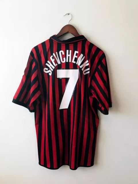 Original AC Milan 1999/2000 Centenary Home Shirt – Shevchenko 7 – Adidas – Large