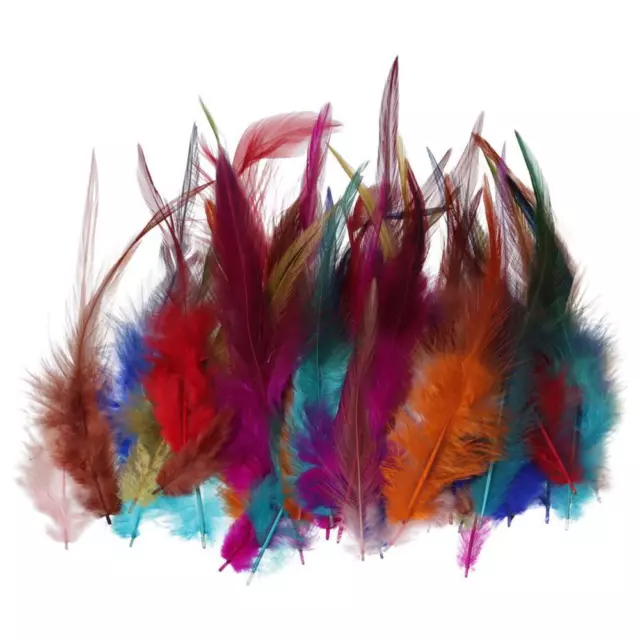 Multi Color Saddle Hackle Rooster Feather  DIY Crafts