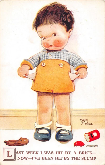 Cpa Illustrateur Signe Mabel Lucie Attwell Last Week I Was Hit By A Brick