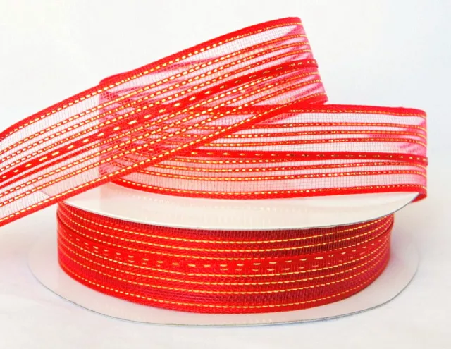 25mm Pull Bow Organza Ribbon 6 Colours U PICK ~~ 50YDS (2 x 25yds/roll)