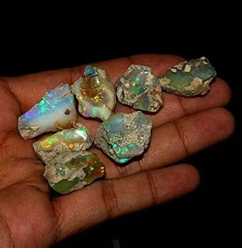 25Cts. Amazing 100% Natural A+ Fire Opal Ethiopian Rough Loose Gemstones 4-7 Pcs