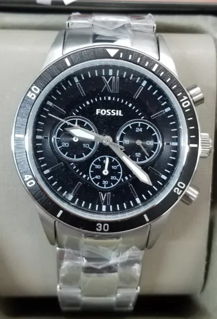 FOSSIL BQ2226 FLYNN Sport Black Dial Stainless Steel Chronograph
