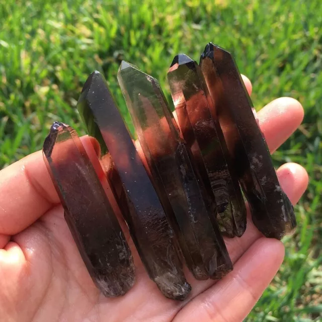 Natural Smoky Quartz Points Crystal Roug Smokey Citrine Thin Quartz Loose