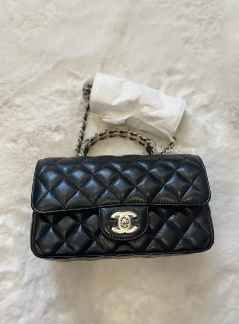23A CHANEL MINI Rectangle Flap Top Handle Leather Black Quilted Classic Bag  $5,500.00 - PicClick