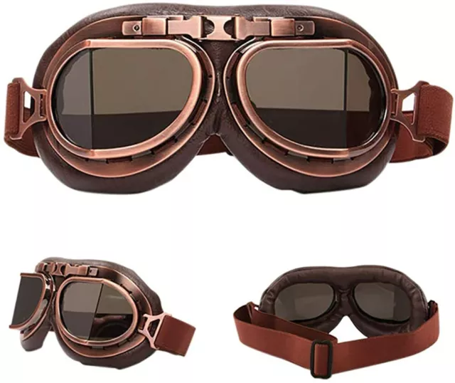 Retro Vintage Aviator Pilot Motorcycle Cruiser Scooter Biker Goggles For Harley