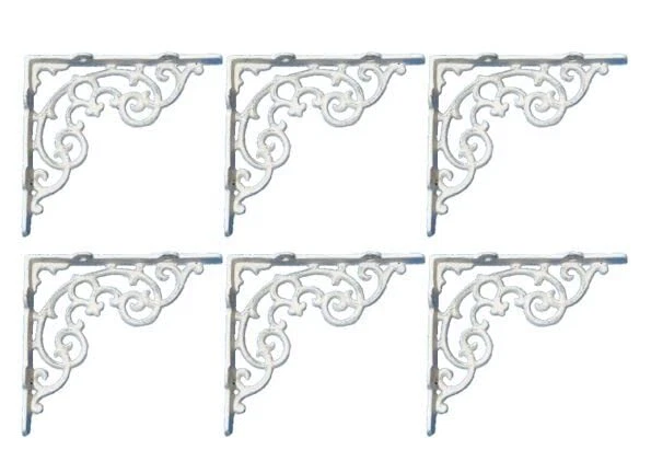 (6 3/8" X 5 1/2")6 White Cast Iron Shelf Brackets
