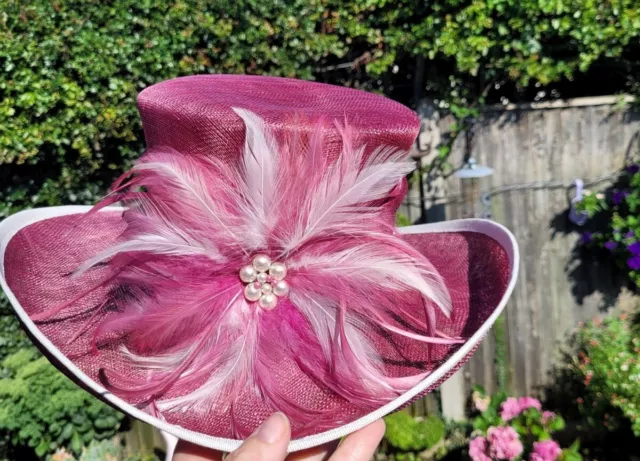 Jacques Vert Wedding Hat Pink Feathery Mother Of Bride Races Cocktail Formal