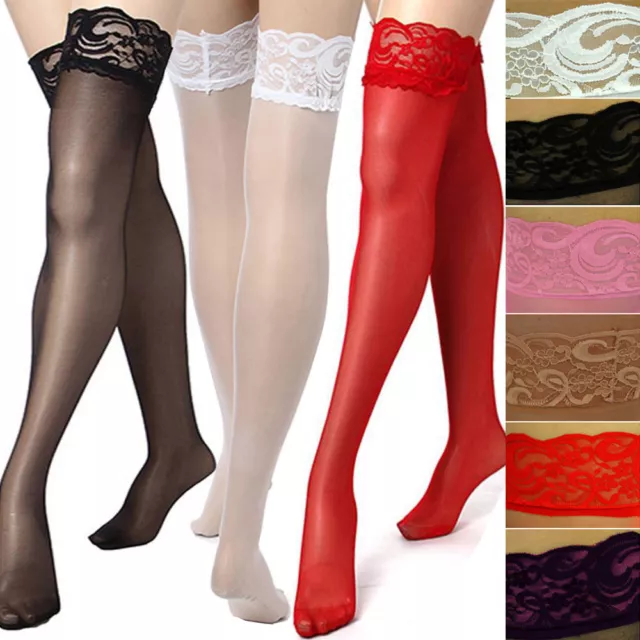 Sexy Ladies Sheer Lace Top Stay Up Stockings Thigh High Pantyhose Hold-up Tights