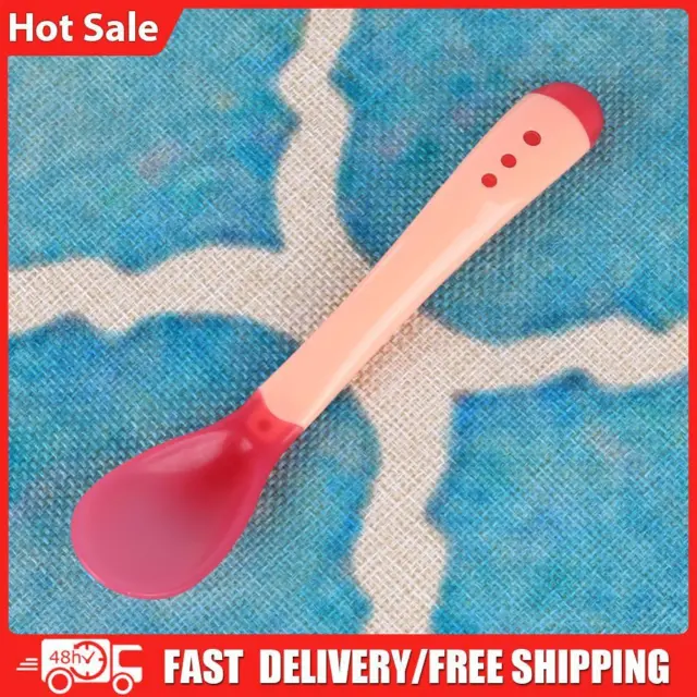 Vajilla con tazón con detección de temperatura para bebés (cuchara rosa)
