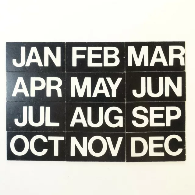 HEADINGS MONTHS Of The Year, White on Black Set of 12