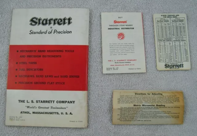 1952 Bulletin Starrett N° Numéro 103V N° 9 Liste Prix Des Outils De Precision 2