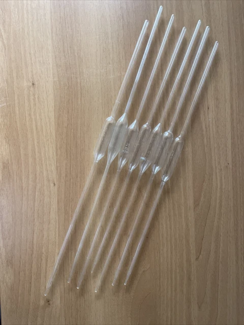 Lotto 7 pipette con bulbo in vetro 25 ml, strumenti scientifici, usate