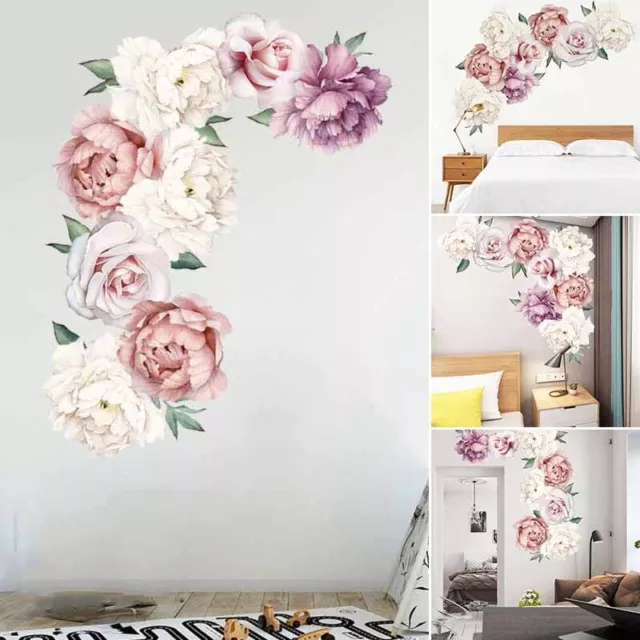 Peony Rose Flower Blossom DIY Wall Stickers Kids Art Baby Nursery Decor Decal Sa